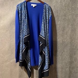 Michael Kors Women's Plus Size Blue/Leopard Print Sweater - size 1X